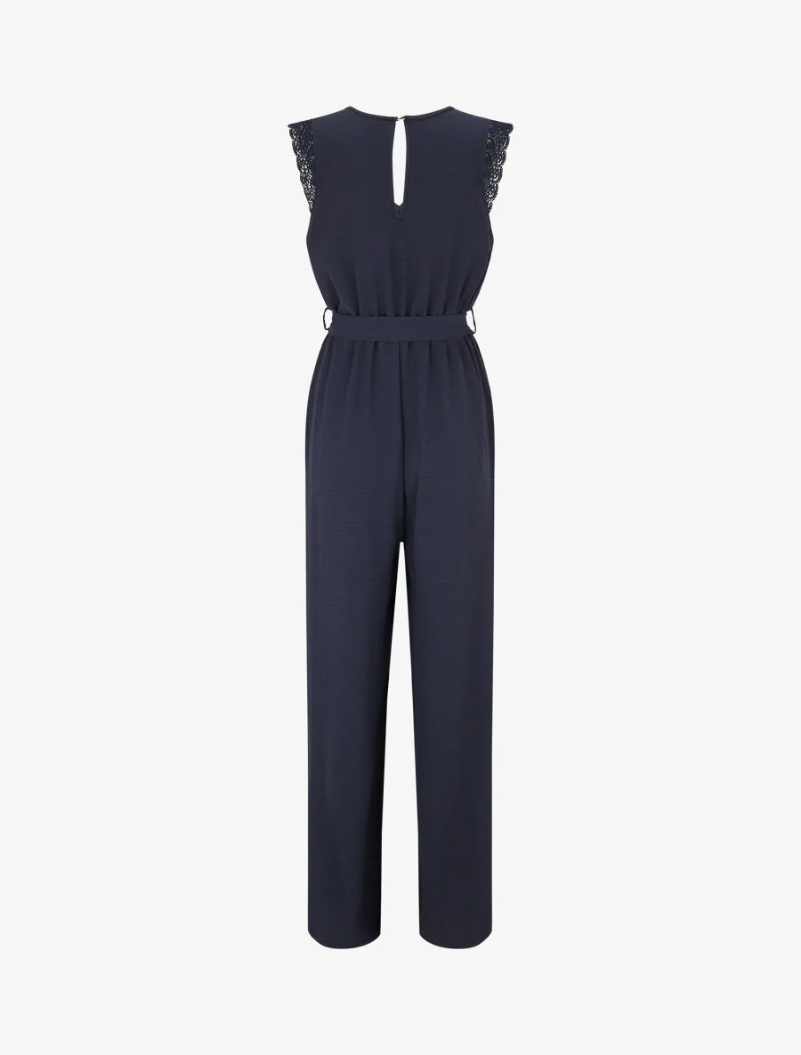Soepele jumpsuit zonder mouwen met V-hals - Donkerblauw - Image 2