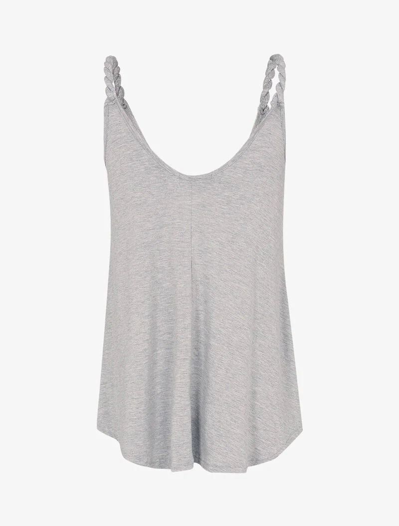 Soepelvallende tanktop met gedraaide bandjes - gemêleerd grijs - Image 2