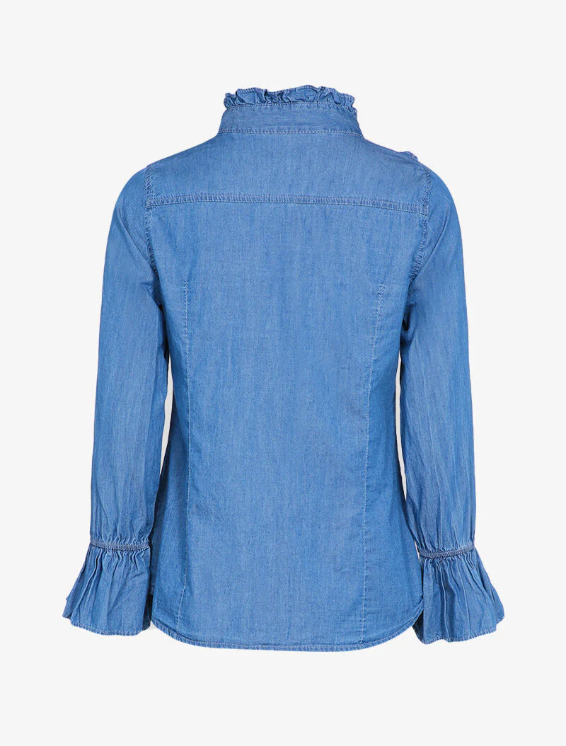 Spijkerblouse met wapperende panden - Blauw denim - Image 2