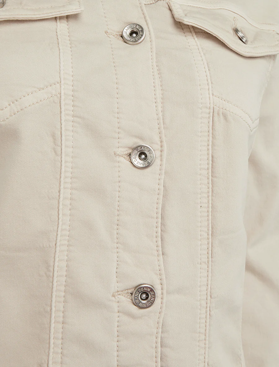 Spijkerjack met elastische boorden - Beige - Image 3