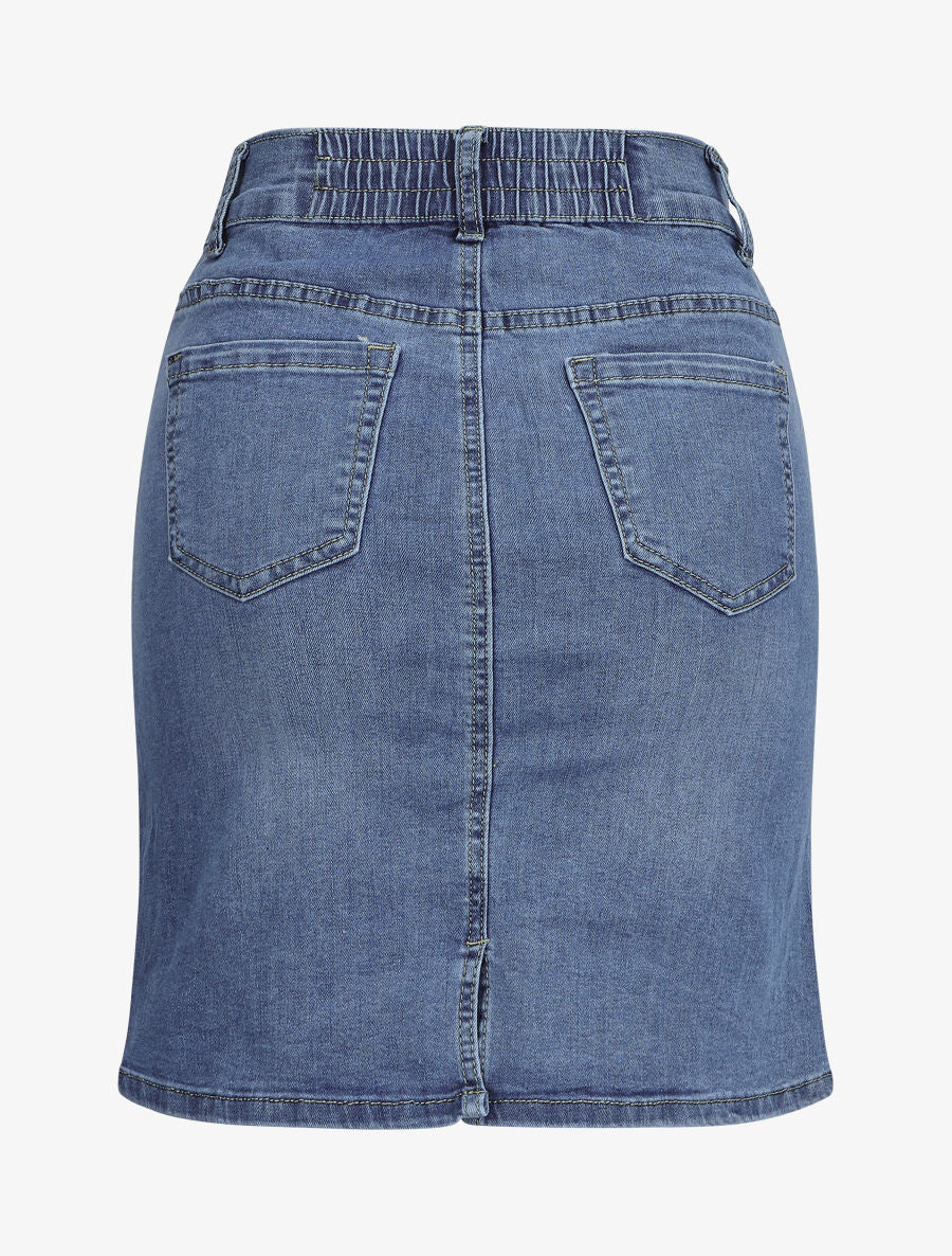 Spijkerrok met elastische tailleband - Blauw denim - Image 2