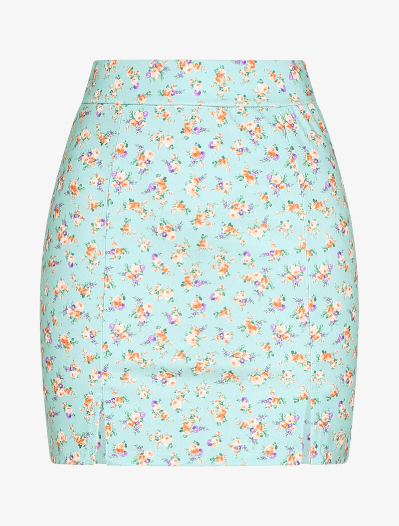 Splitrok met prints - turkoois