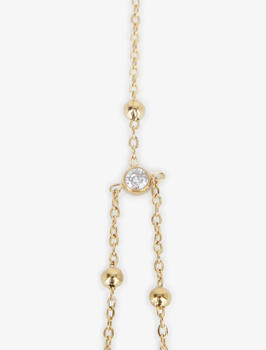 Sterren- en halve maanhandketting met een witte zirkonia - Goud - Image 3