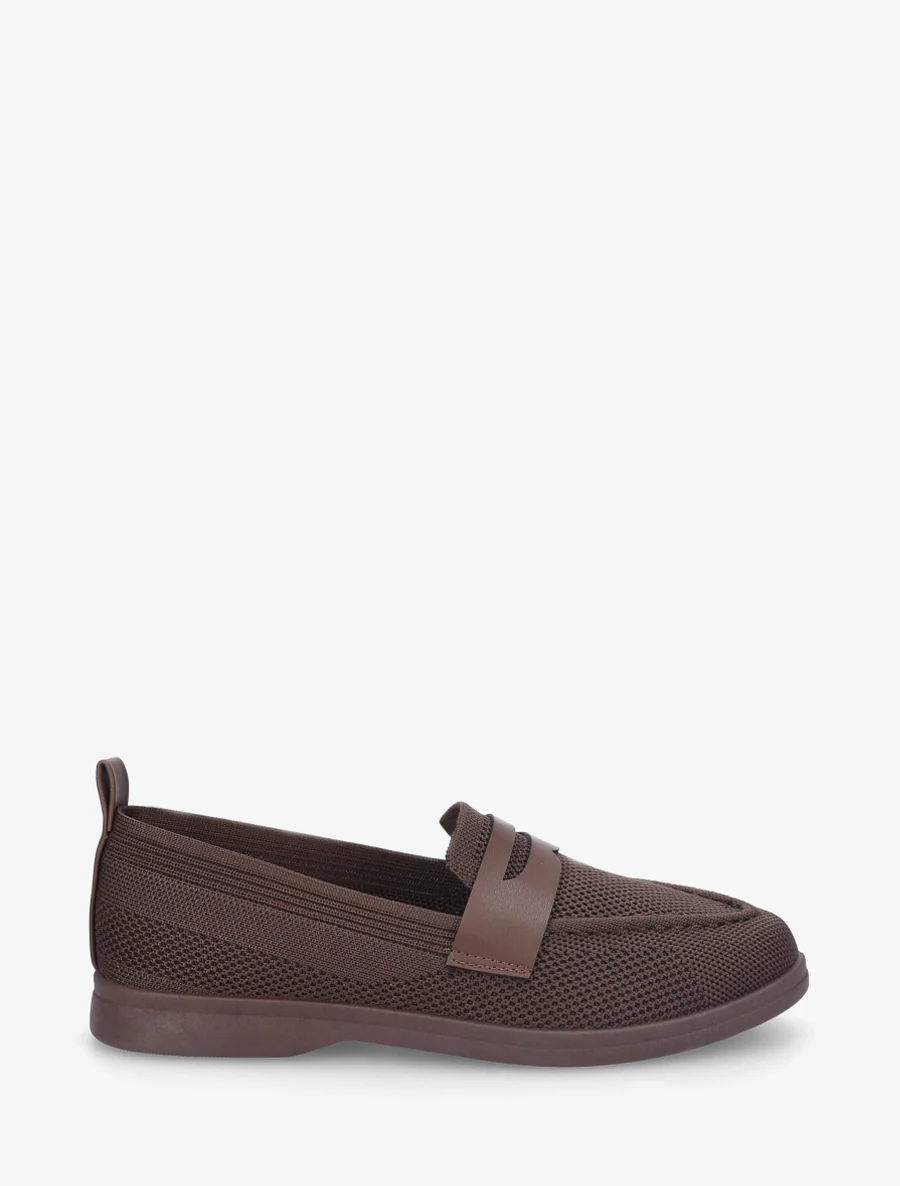 Stoffen mocassins met imitatie-inzetstuk - Bruin