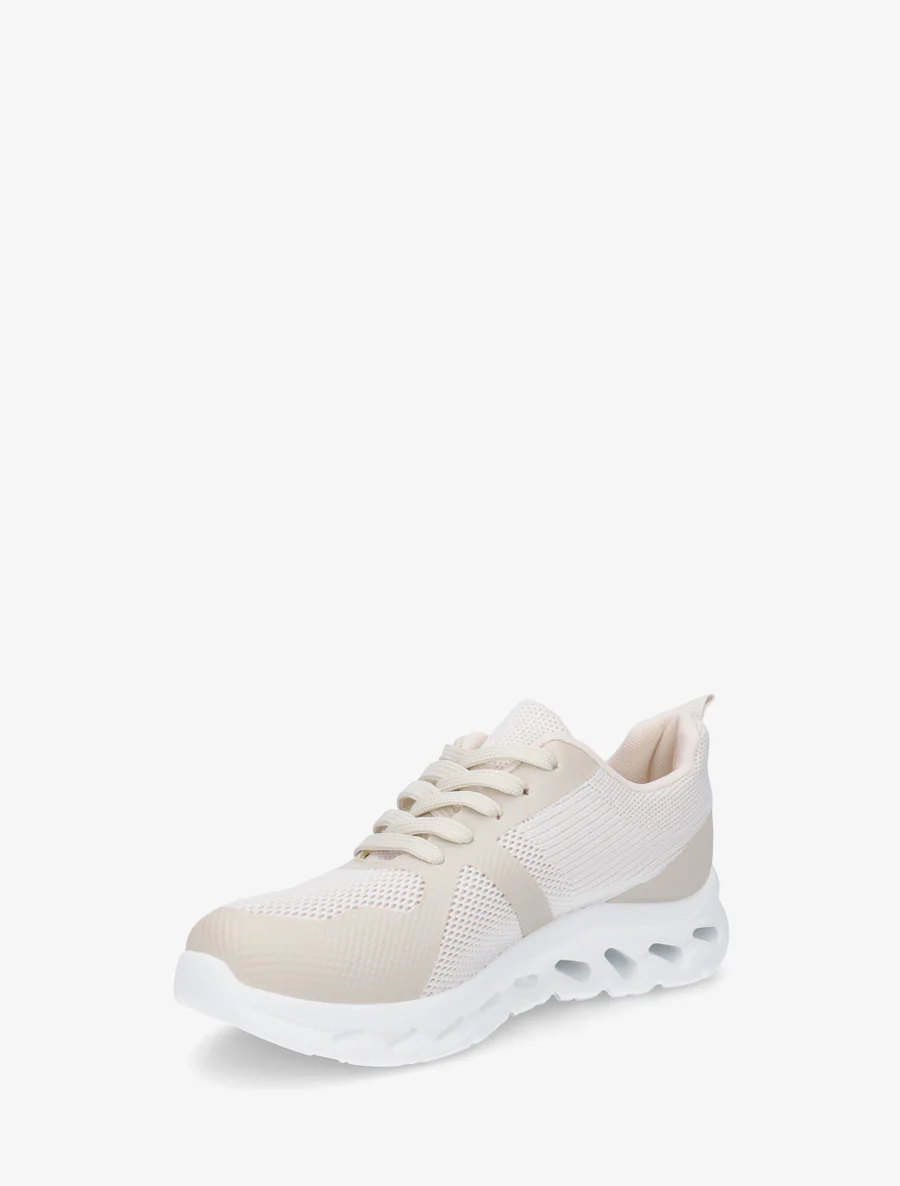 Stoffen sneakers met een geperforeerde zool - Beige - Image 3
