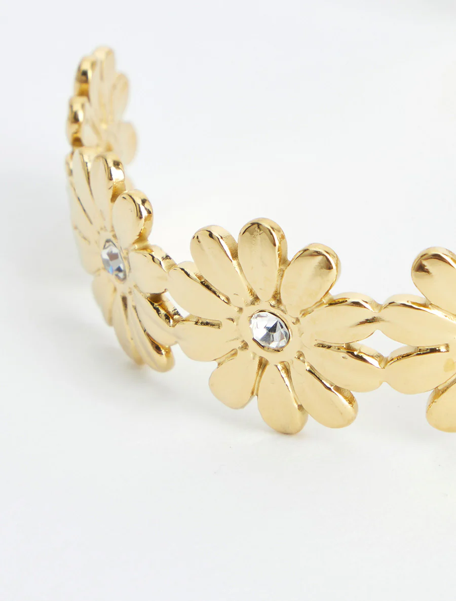 Stras margriet armband - Goud - Image 3