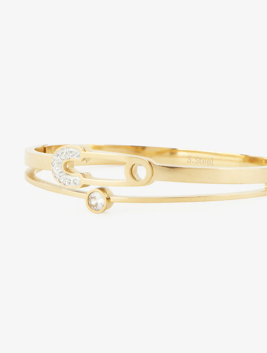 Stro patroon met speld en strass - Goud - Image 3