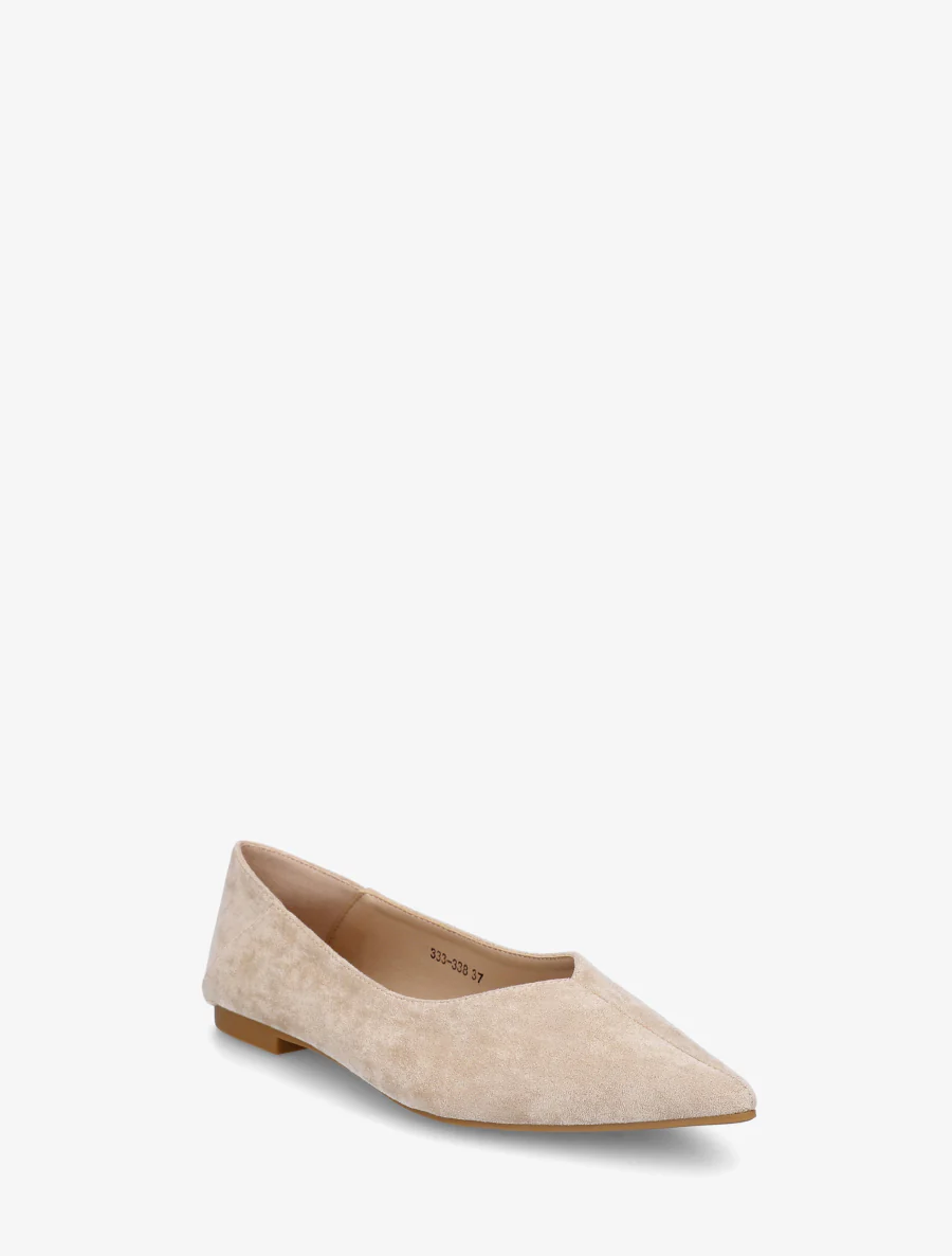 Suède ballerina's met puntige neuzen - Beige - Image 2