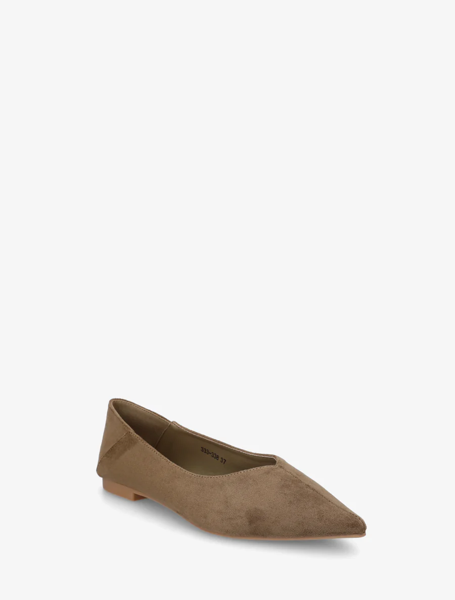 Suède ballerina's met puntige neuzen - Kaki - Image 2