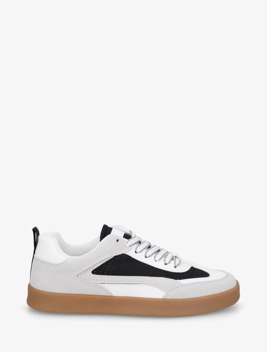 Suède en mesh sneakers - Zwart