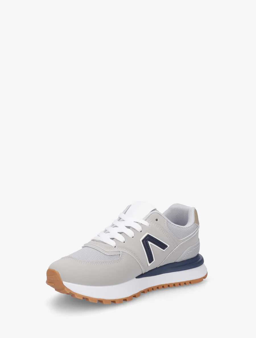 Suède en textiel sneakers - Lichtgrijs - Image 3