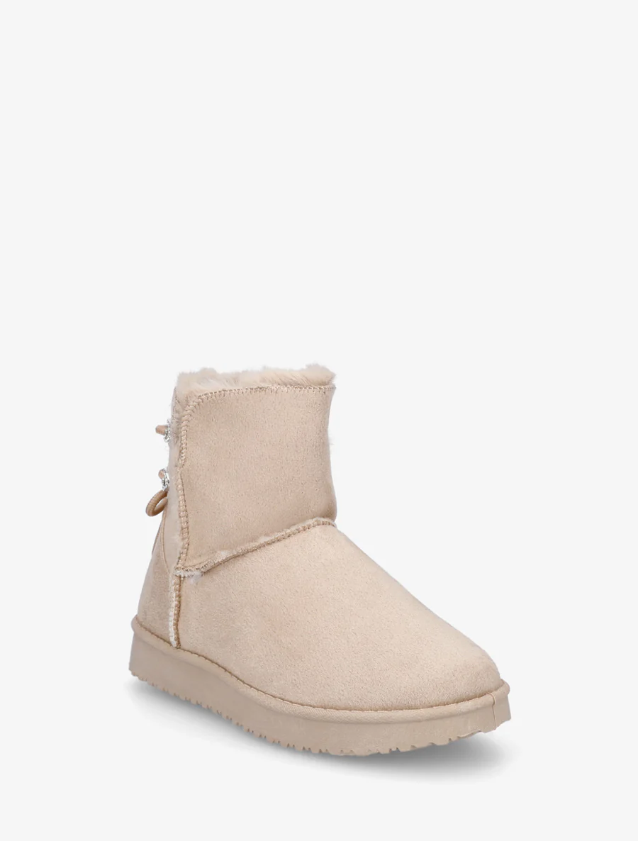 Suède enkellaarsjes met strass-steentjes - Beige - Image 2