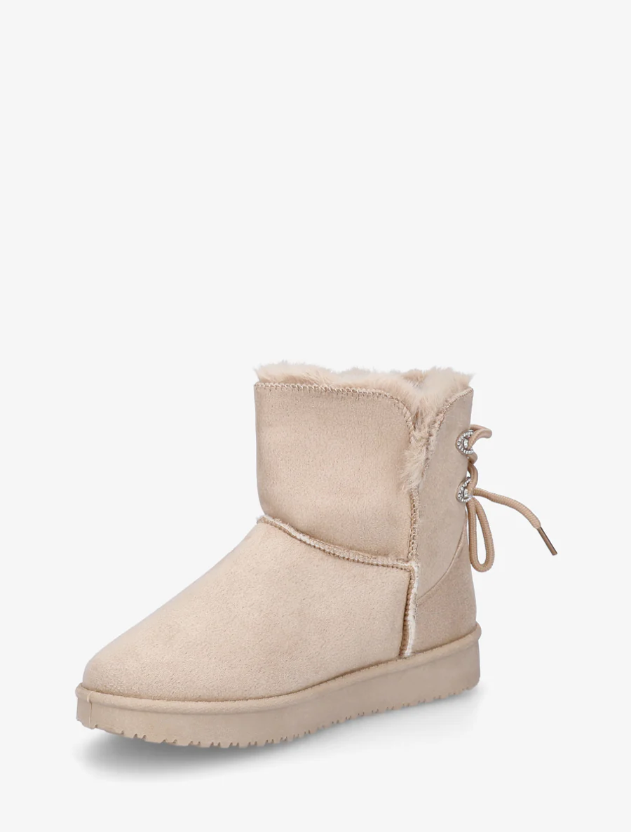 Suède enkellaarsjes met strass-steentjes - Beige - Image 3