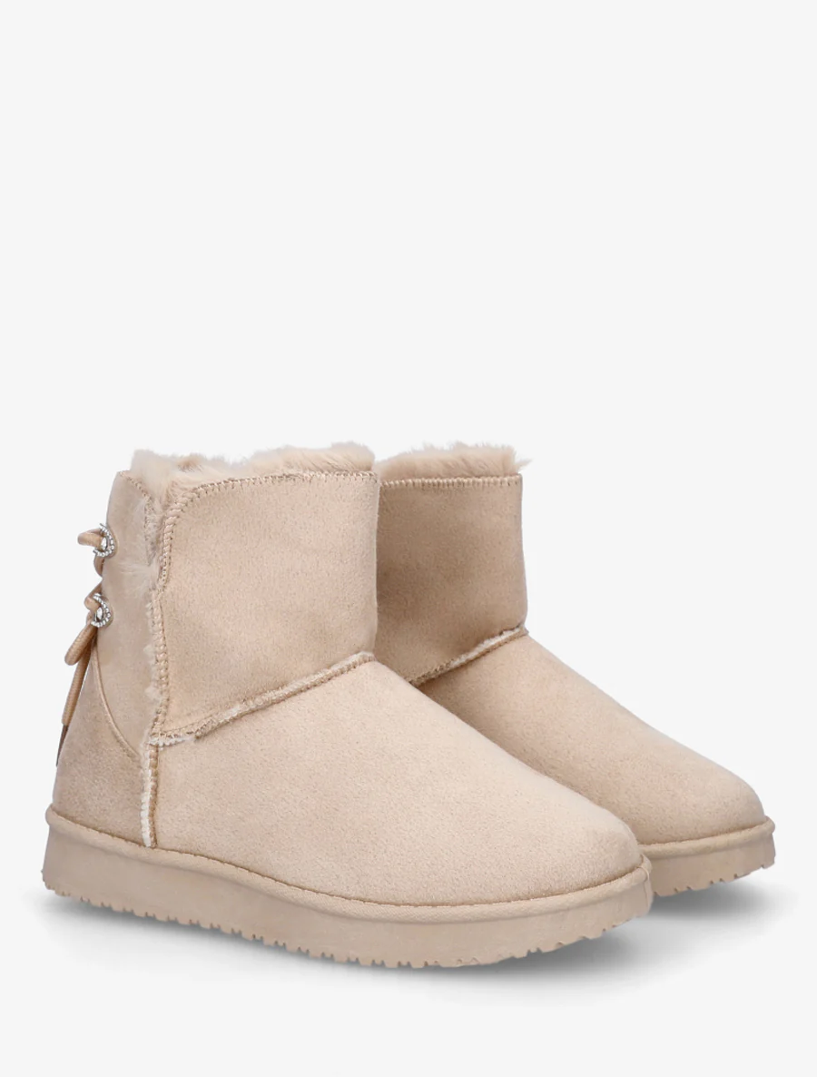 Suède enkellaarsjes met strass-steentjes - Beige - Image 4