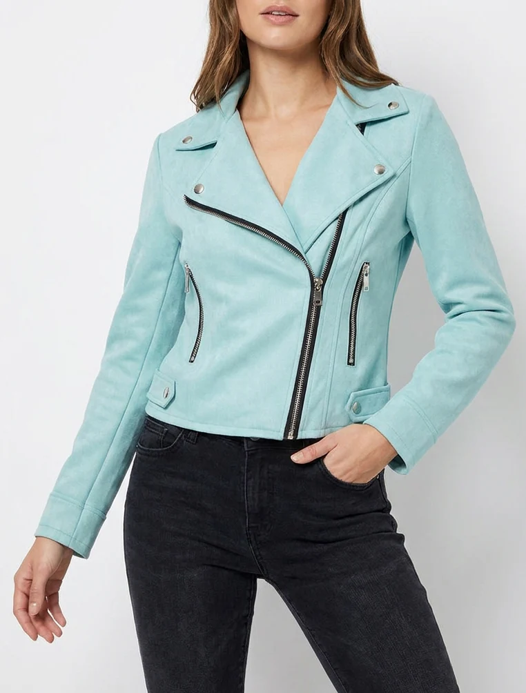 Suède jasje in perfecto stijl - Turkoois - Image 4