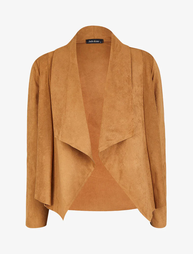 Suède jas met asymmetrische panden - Camel