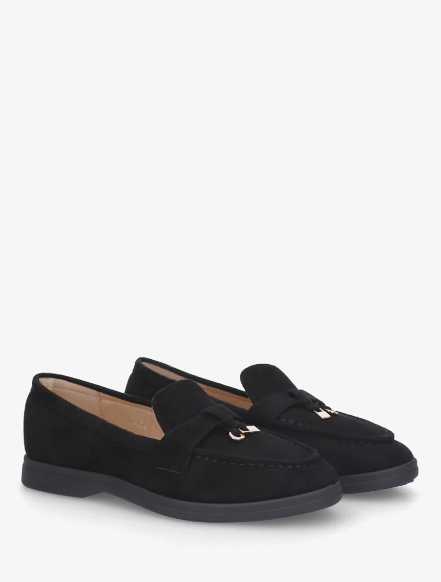 Suède loafers met decoratieve gesp - Zwart - Image 4