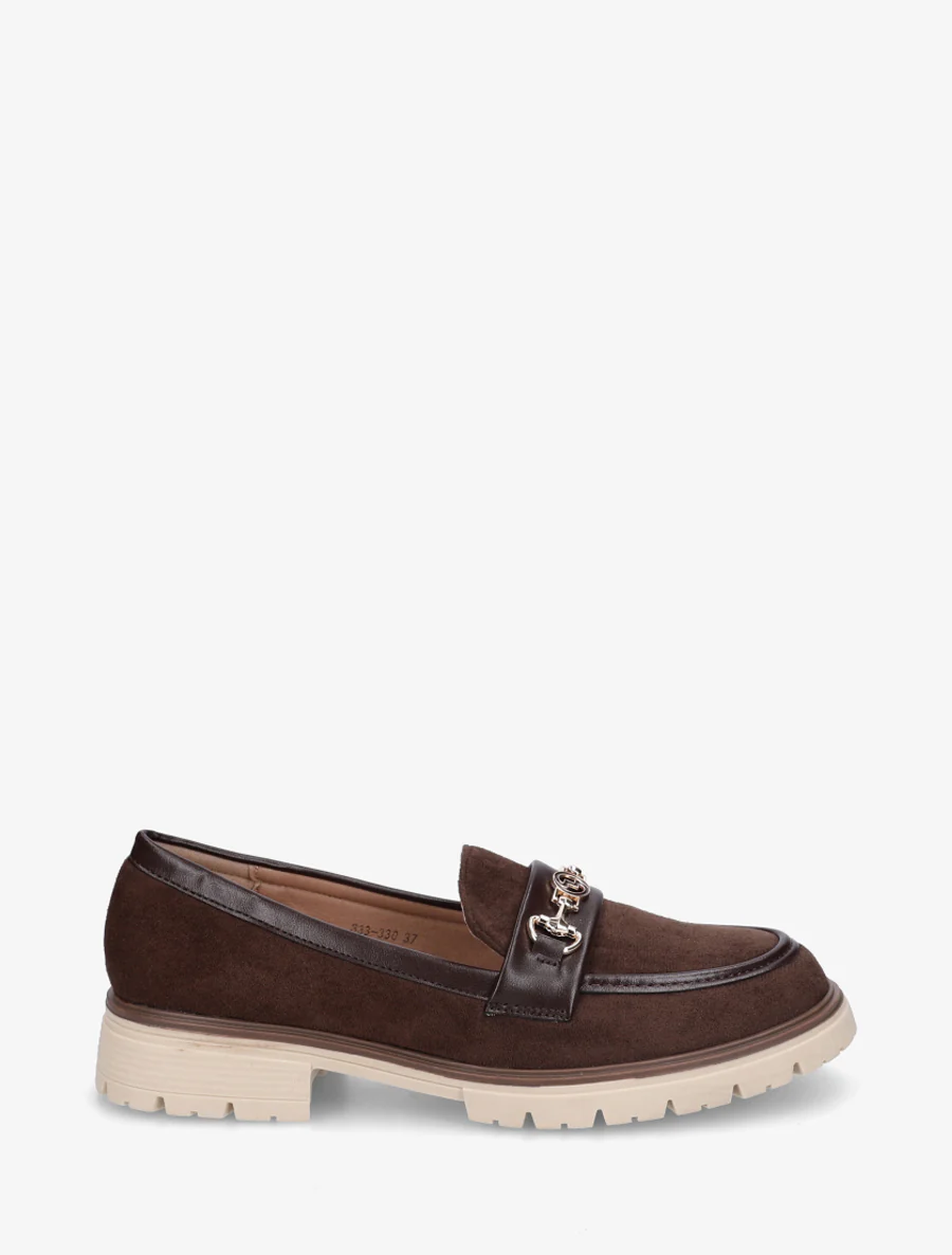 Suède loafers met fantasiebuckle - Bruin