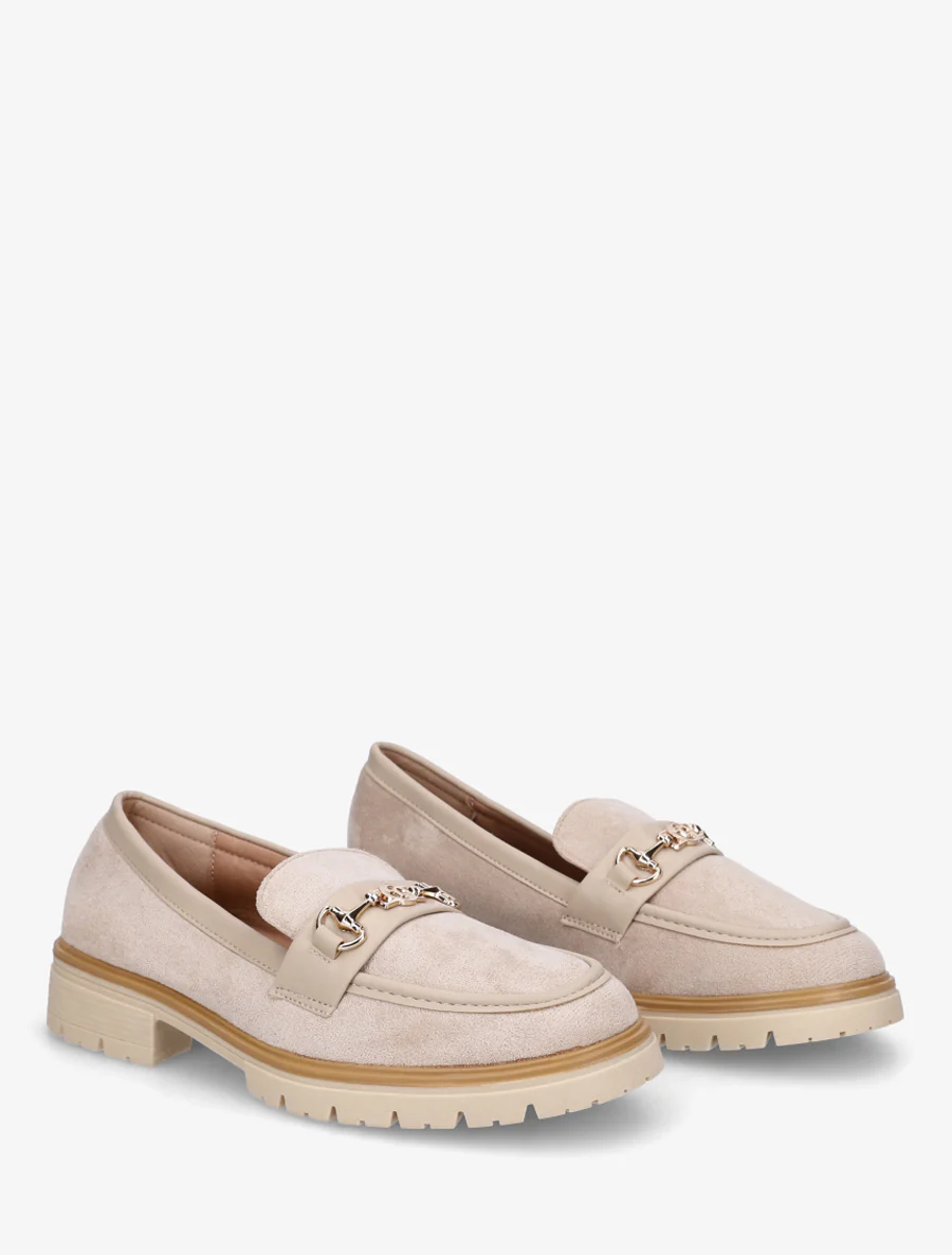 Suède loafers met fantasiebuckle - Beige - Image 4