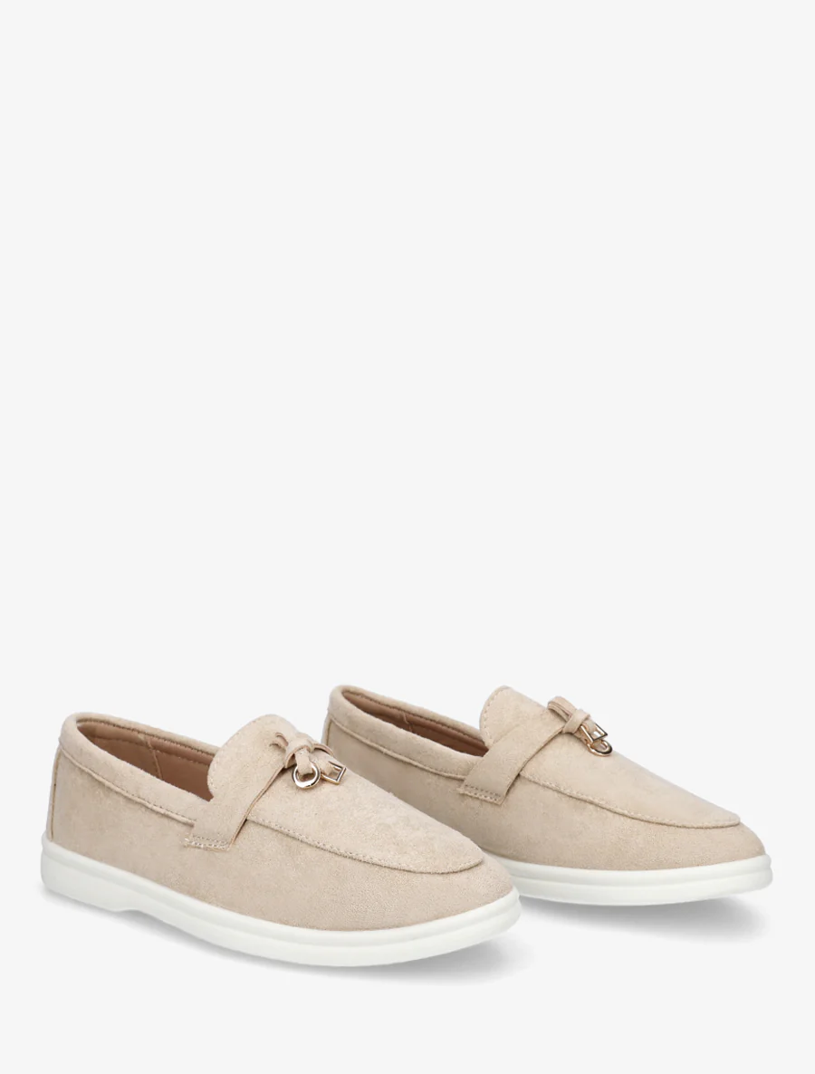 Suède loafers met platte zool - Beige - Image 4
