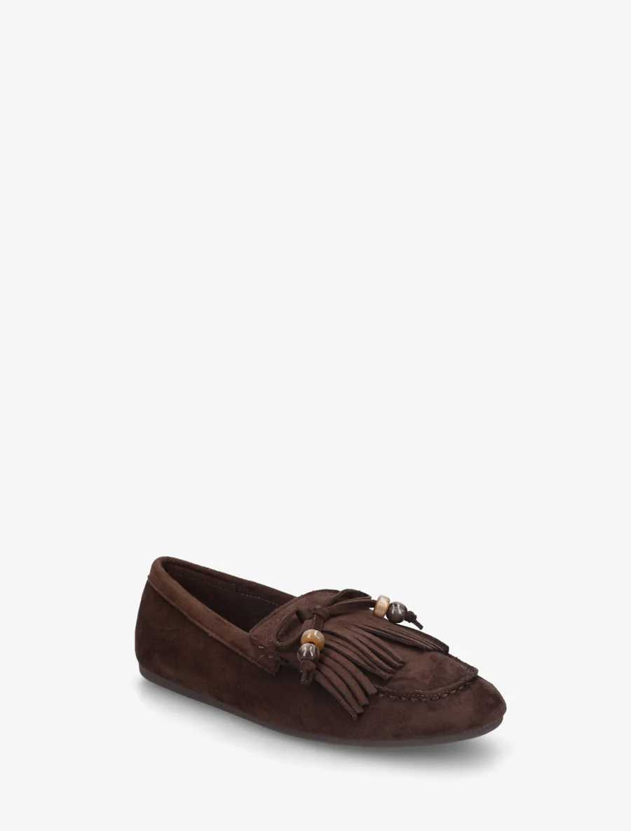 Suède mocassins met franjes en parels - Bruin - Image 2