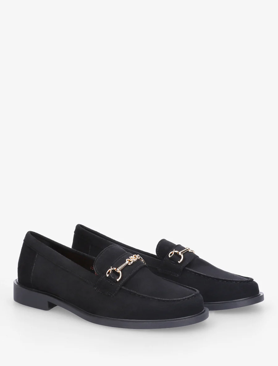 Suède mocassins met metalen gesp - Zwart - Image 4