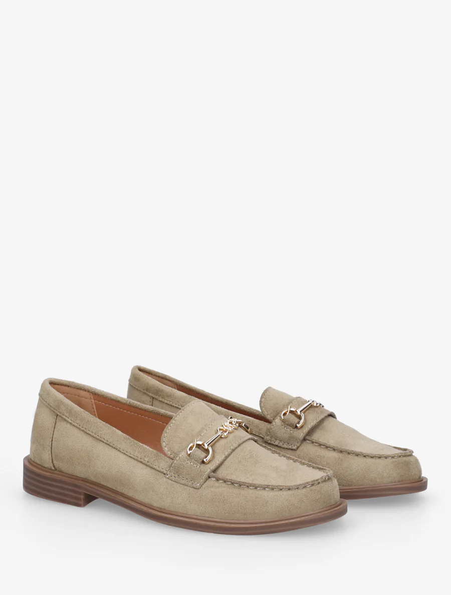 Suède mocassins met metalen gesp - Kaki - Image 4