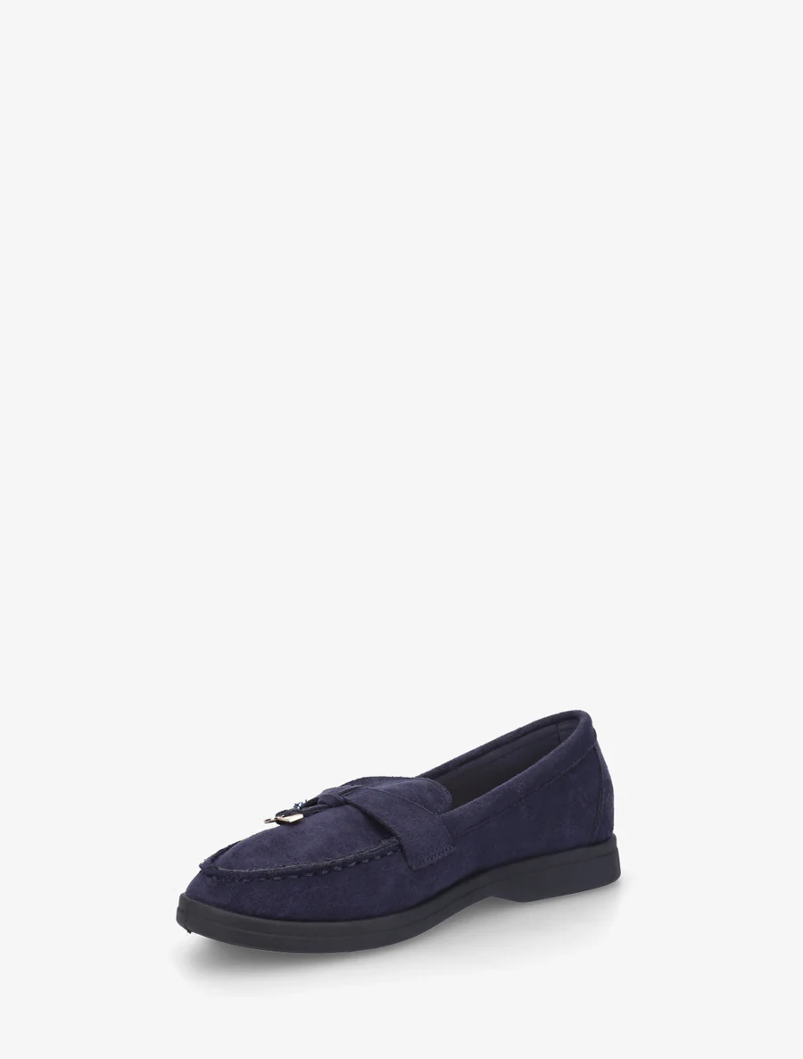 Suède mocassins met sieraden inzetstuk - Marine - Image 3
