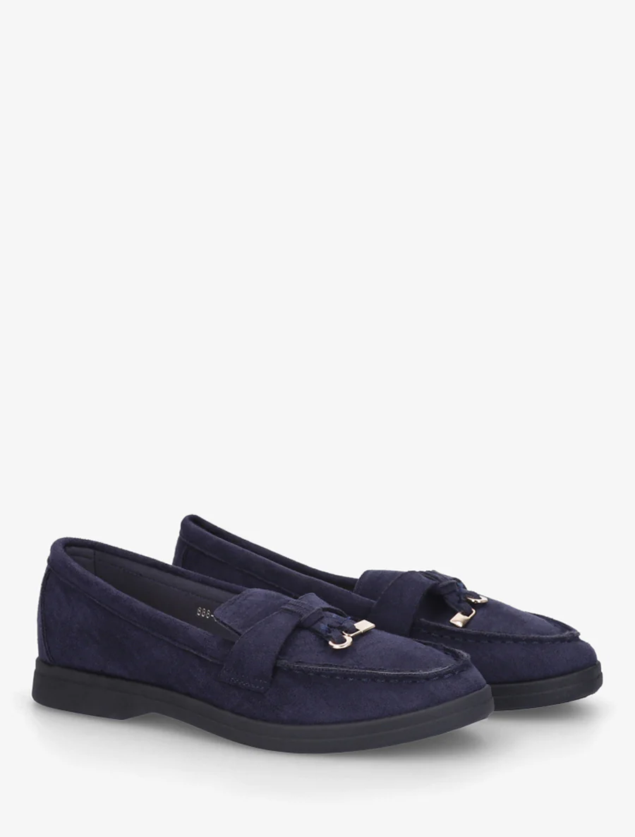 Suède mocassins met sieraden inzetstuk - Marine - Image 4