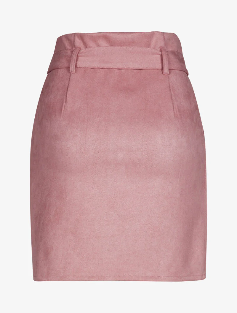 Suède rok met zilveren knopen - roze - Image 2