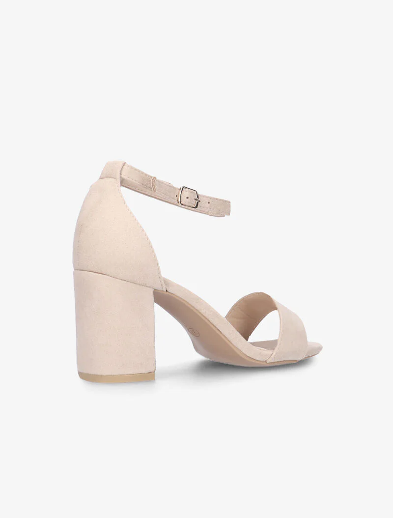 Suède sandalen met blokhak - roze beige - Image 4