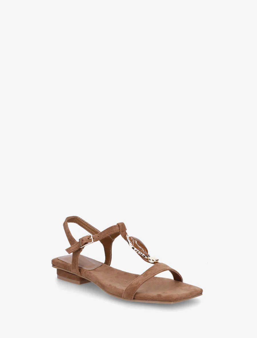 Suède sandalen met stenen inzetstuk - Bruin - Image 2