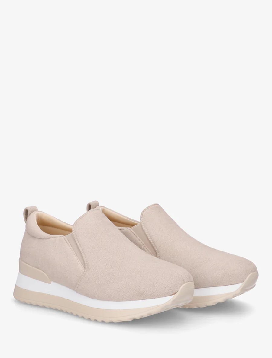 Suède sleehakken sneakers - Beige - Image 4