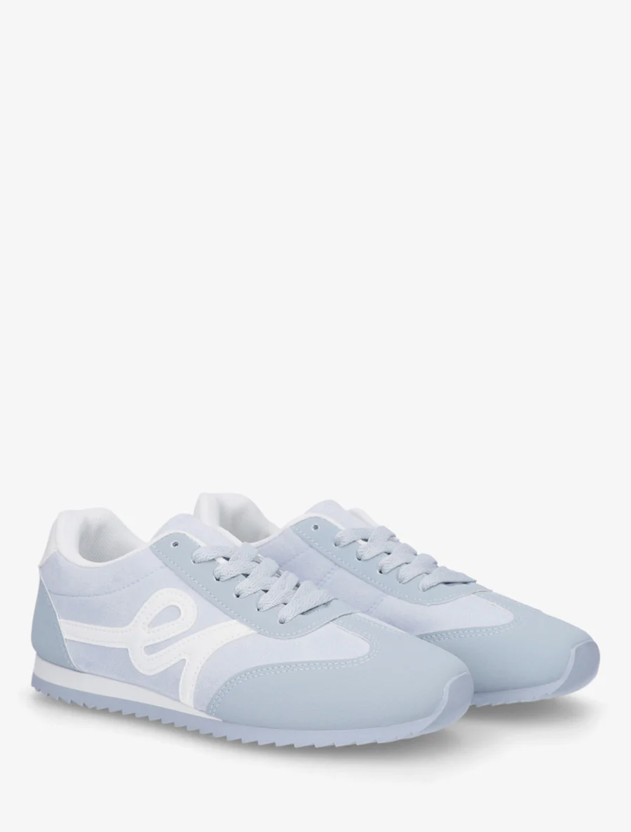 Suède sneakers met nubuck-effect inzetstuk - Lichtblauw - Image 4