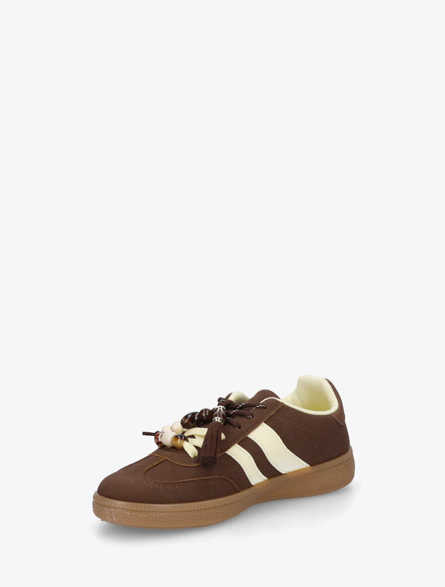Suède sneakers met parels - Bruin - Image 3