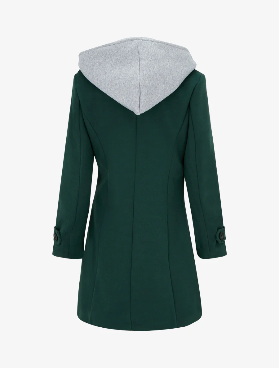 Sweatvest met capuchon en ritssluiting - Dennengroen - Image 2