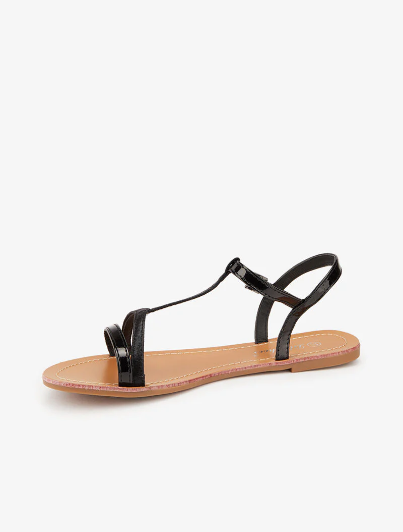 T-band sandalen met iriserende band - zwart - Image 4
