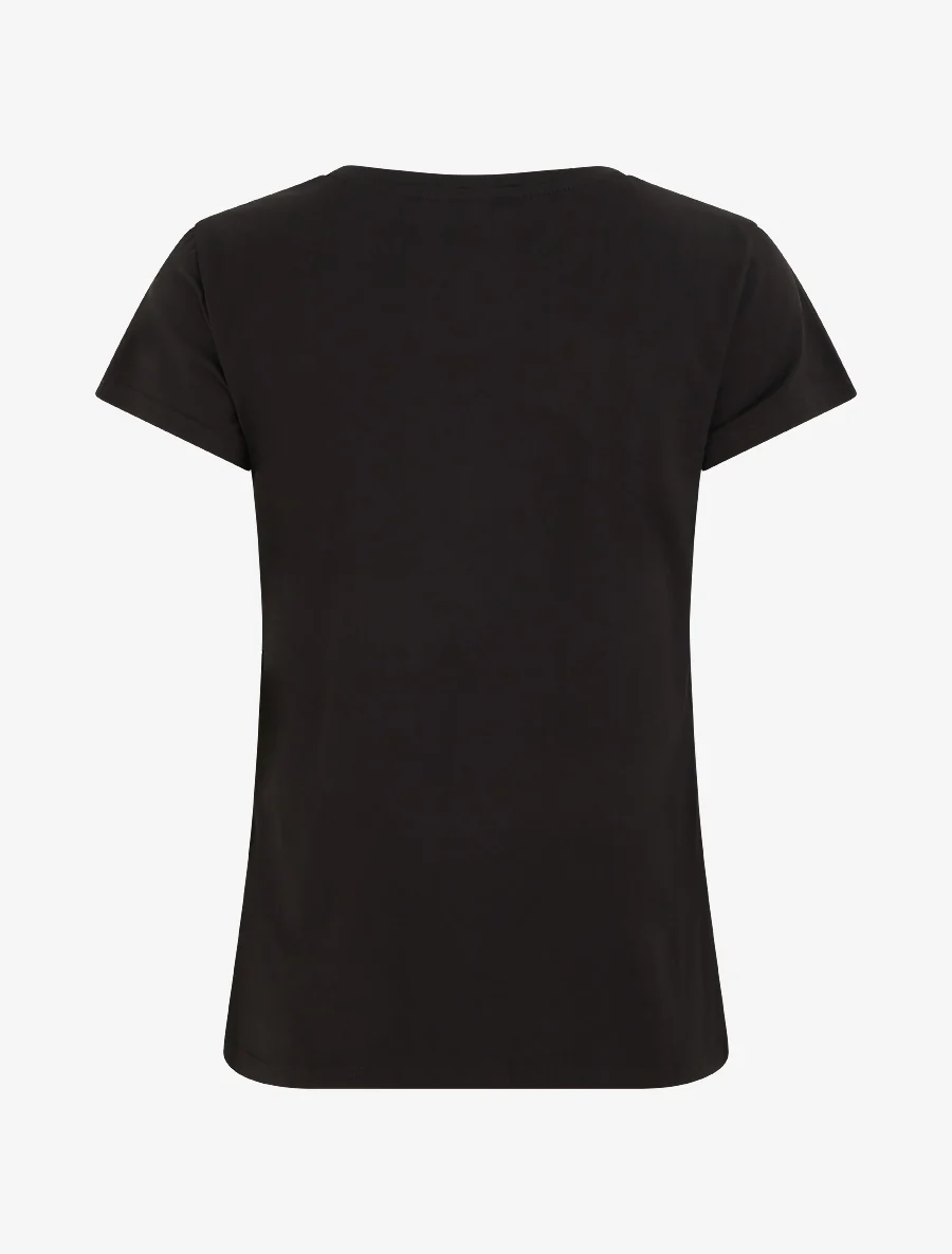 T-shirt bedrukt met strass en parels - Zwart - Image 2