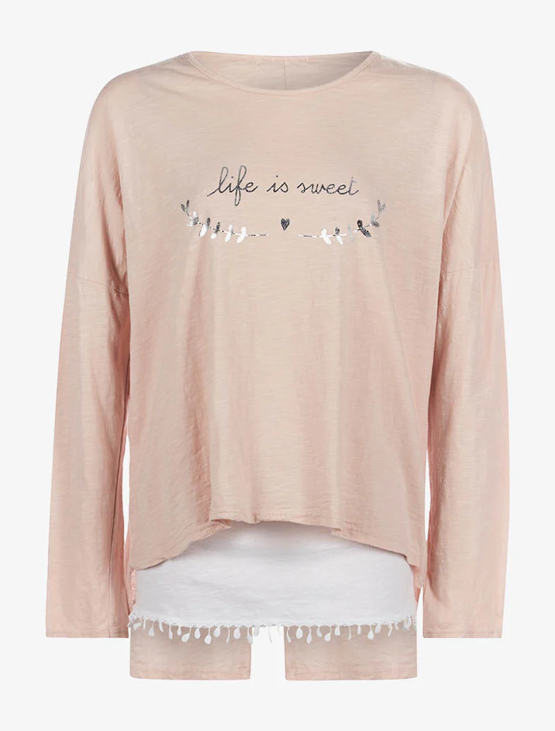 T-shirt life is sweet - roze