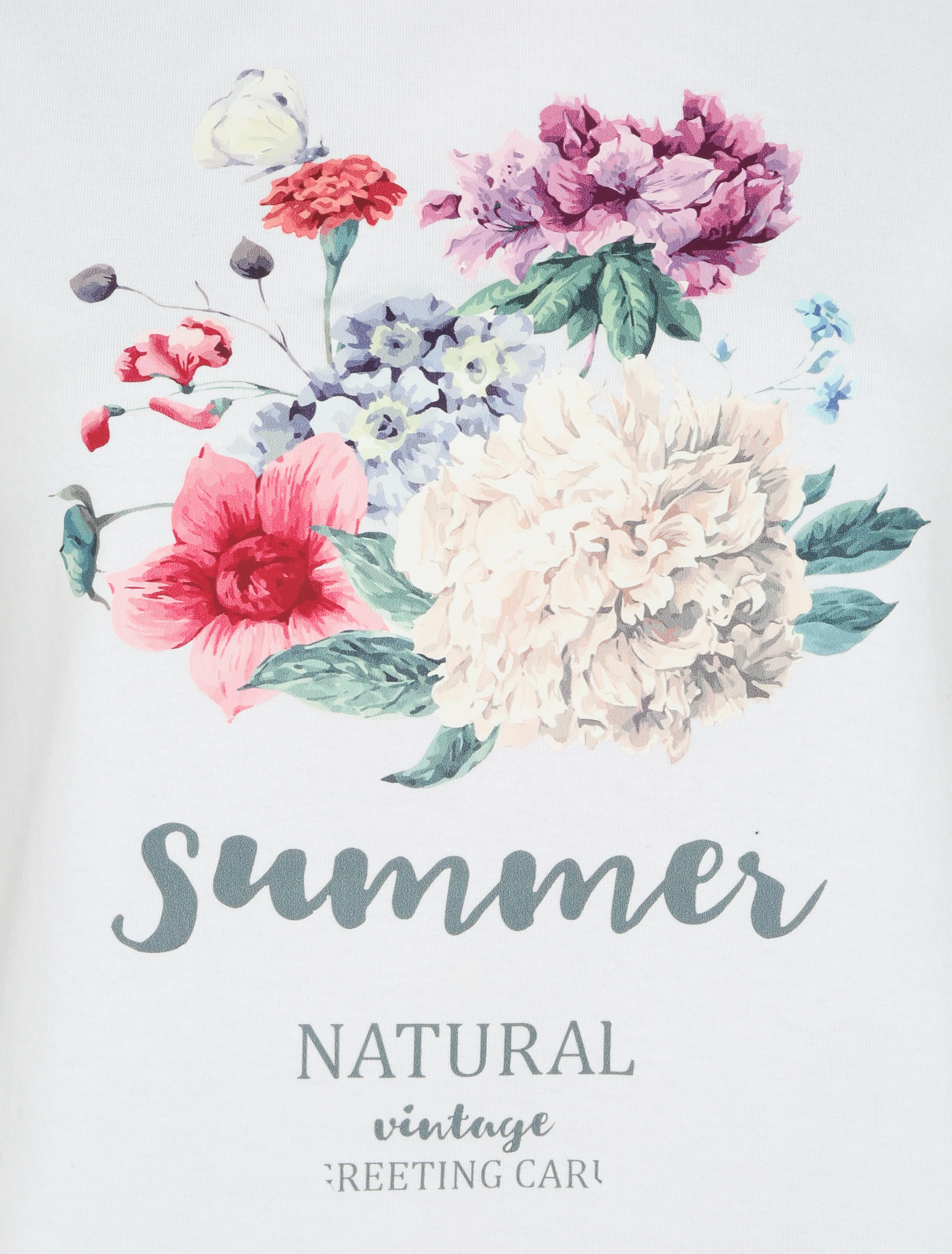T-shirt met bloemenboeketmotief - Wit - Image 3