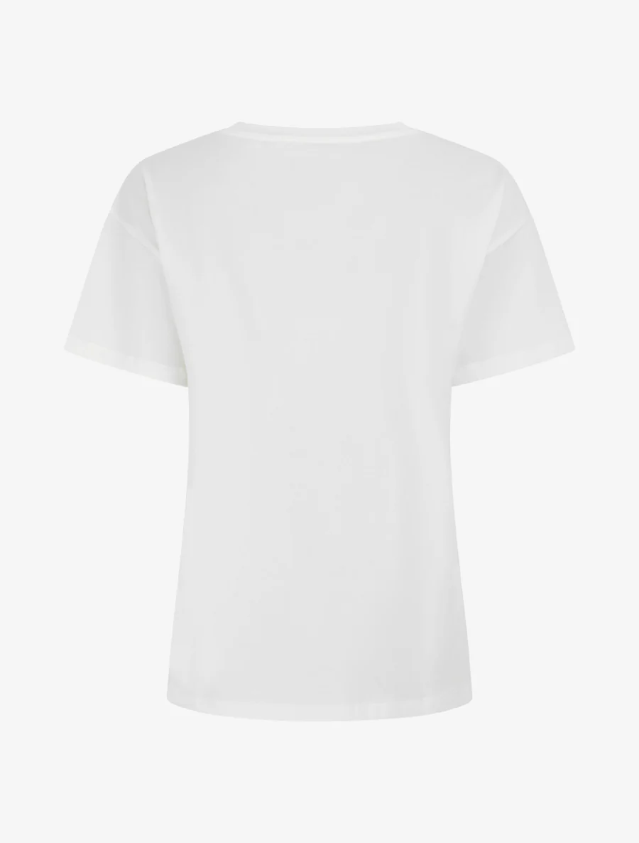 T-shirt met bloemenmotief en strass. - Wit - Image 2