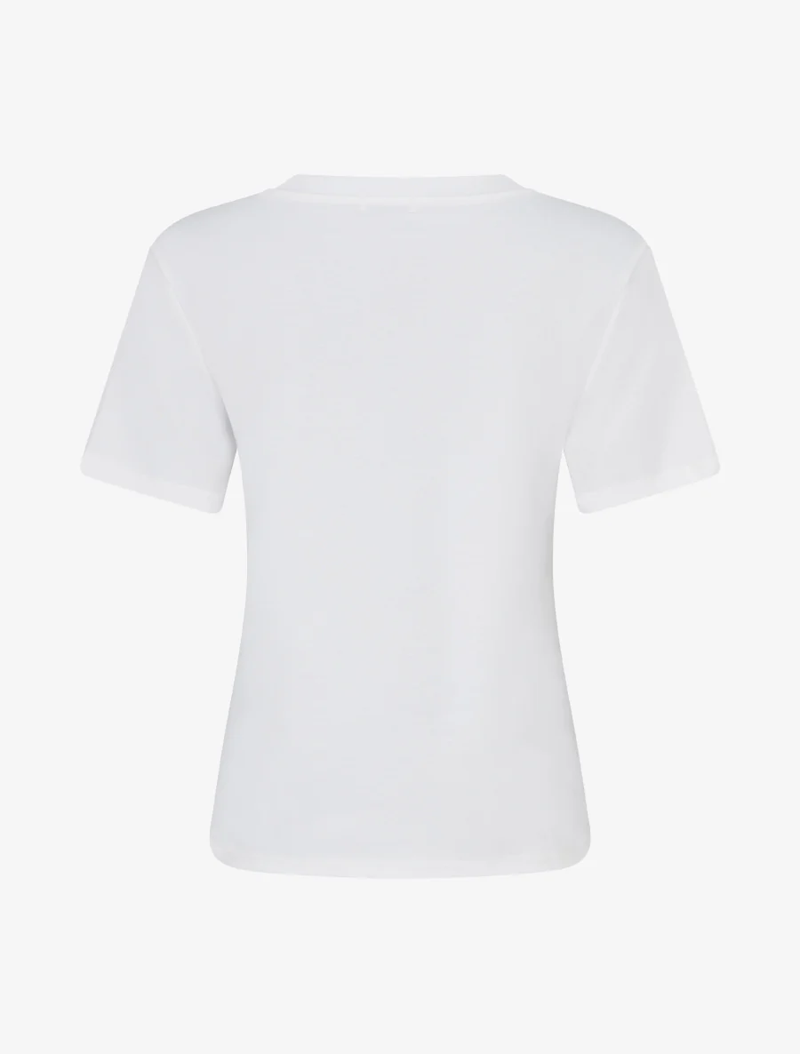 T-shirt met korte mouwen en geborduurde zak - Wit - Image 2