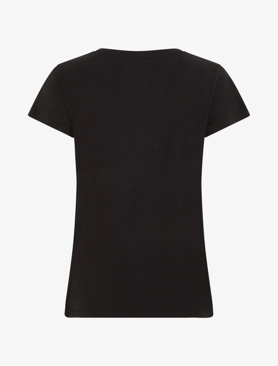 T-shirt met opgestikte zak en bloemenmotief - Zwart - Image 2
