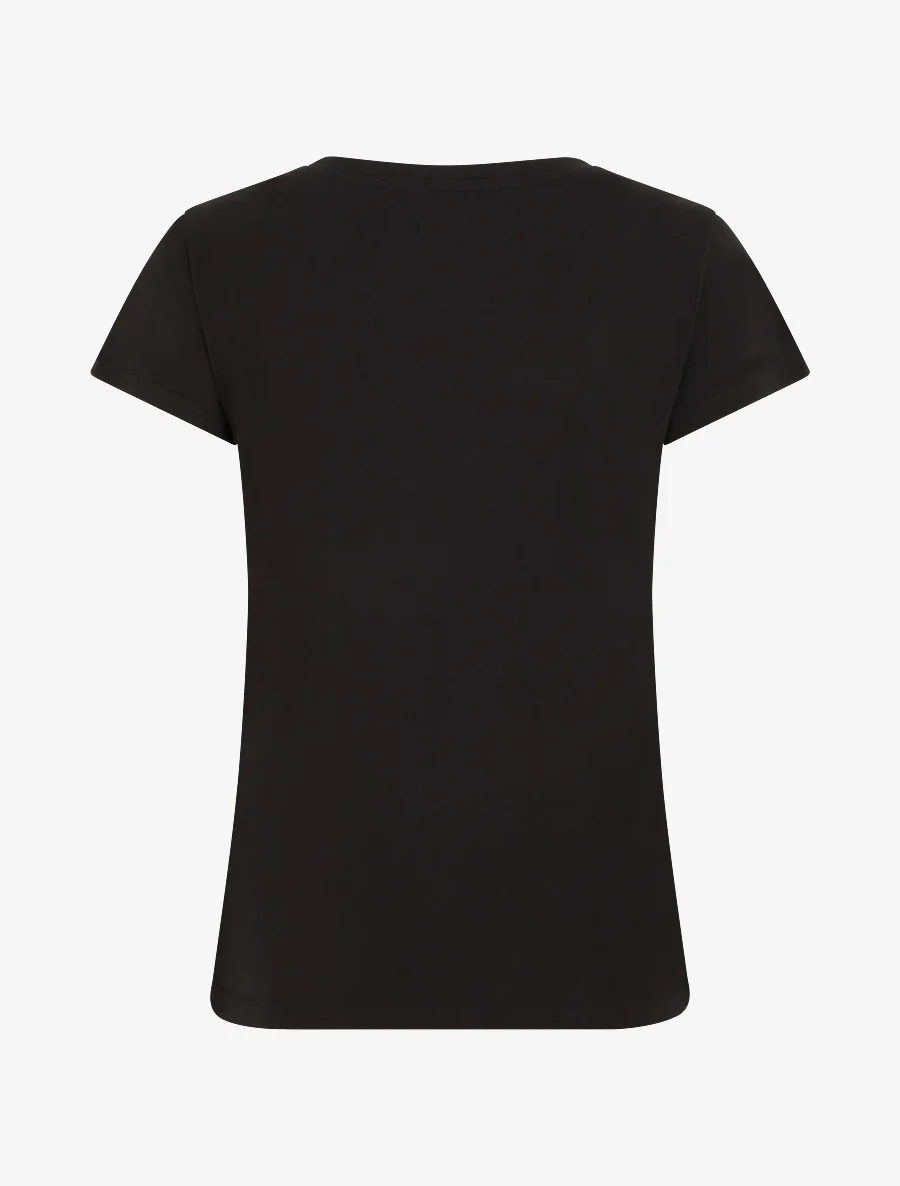 T-shirt met strass en tassenmotief - Zwart - Image 2