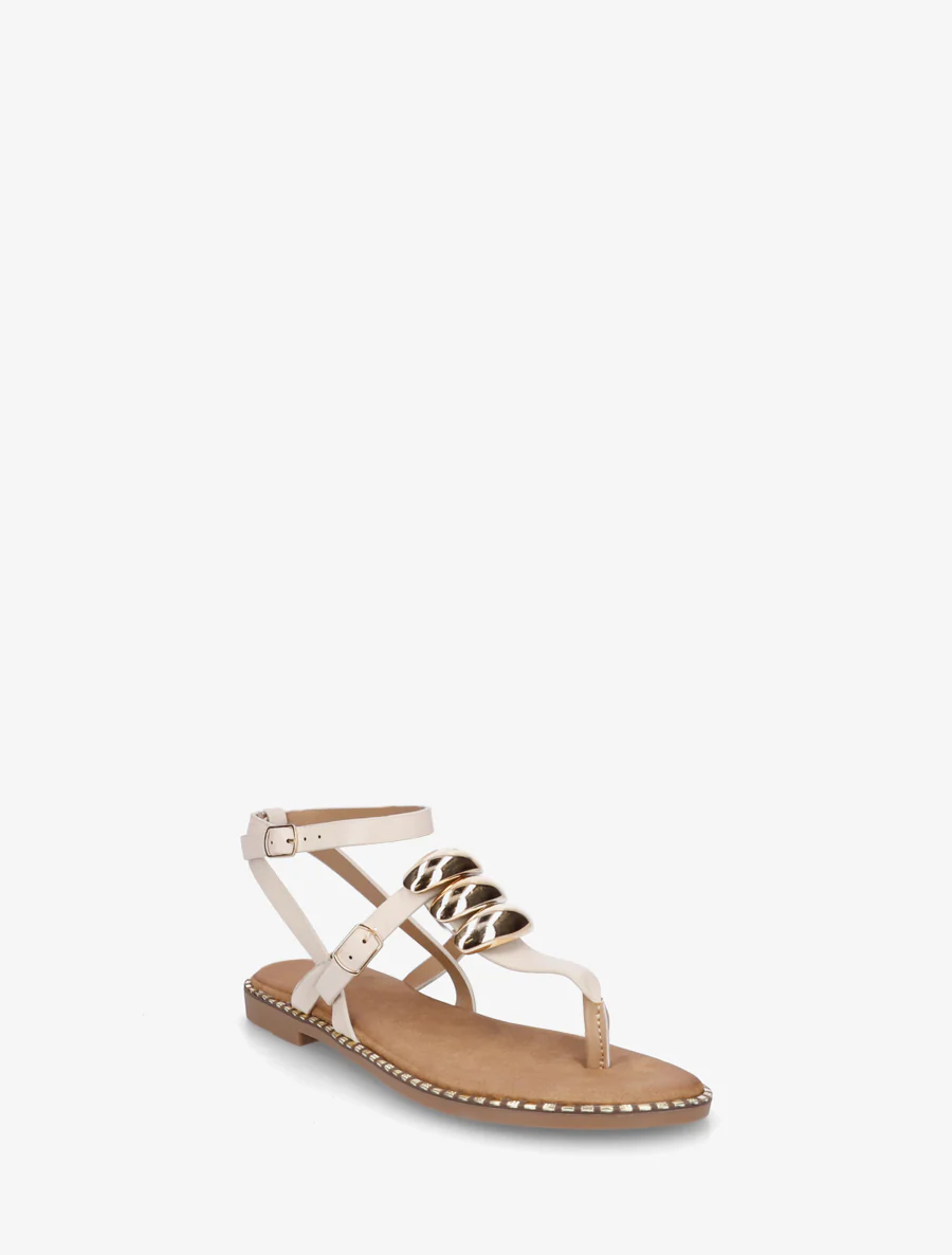 Teenslippers met metalen sieraden - Beige - Image 2
