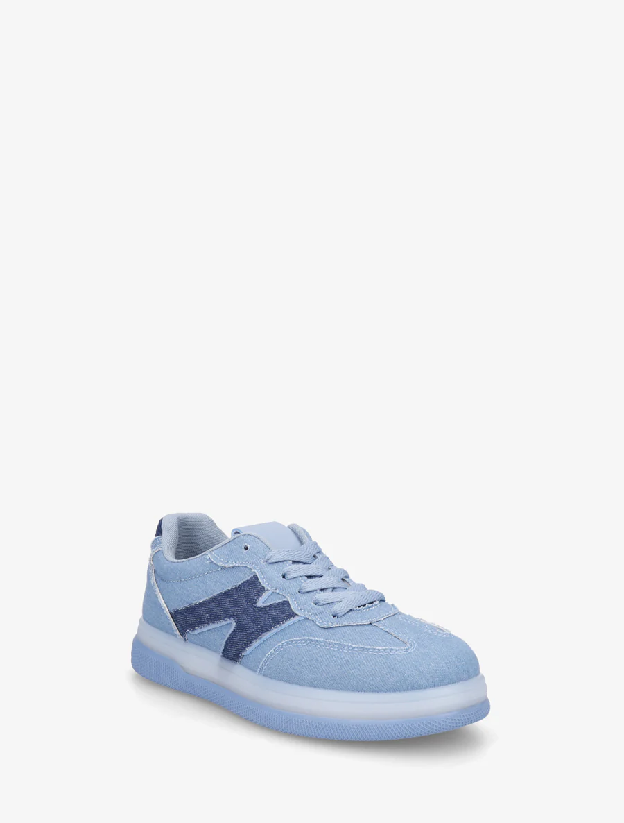 Tennis met grafisch inzetstuk in denim - Blauwe denim - Image 2