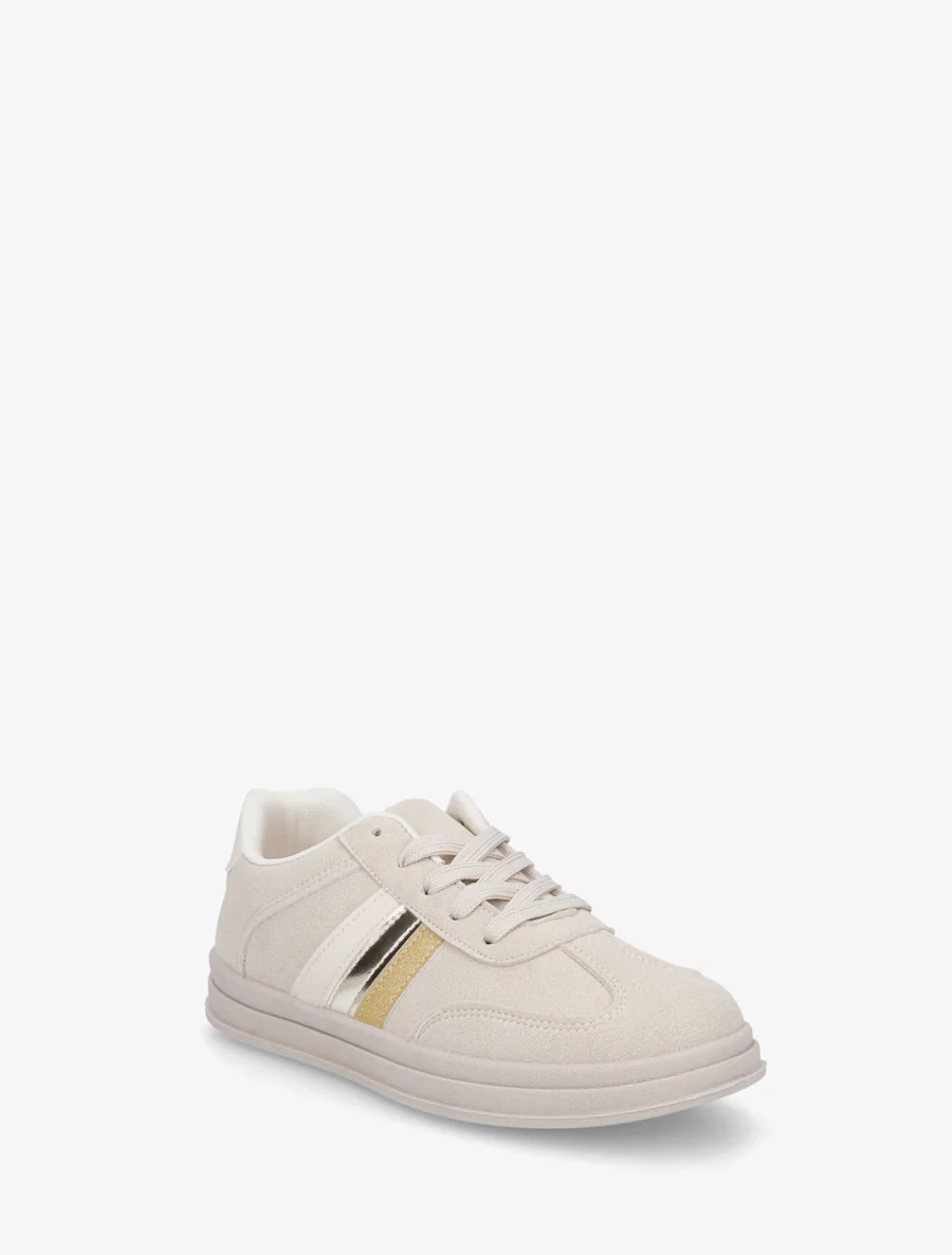 Tennisschoenen van suèdine met contrasterende strepen - Beige - Image 2