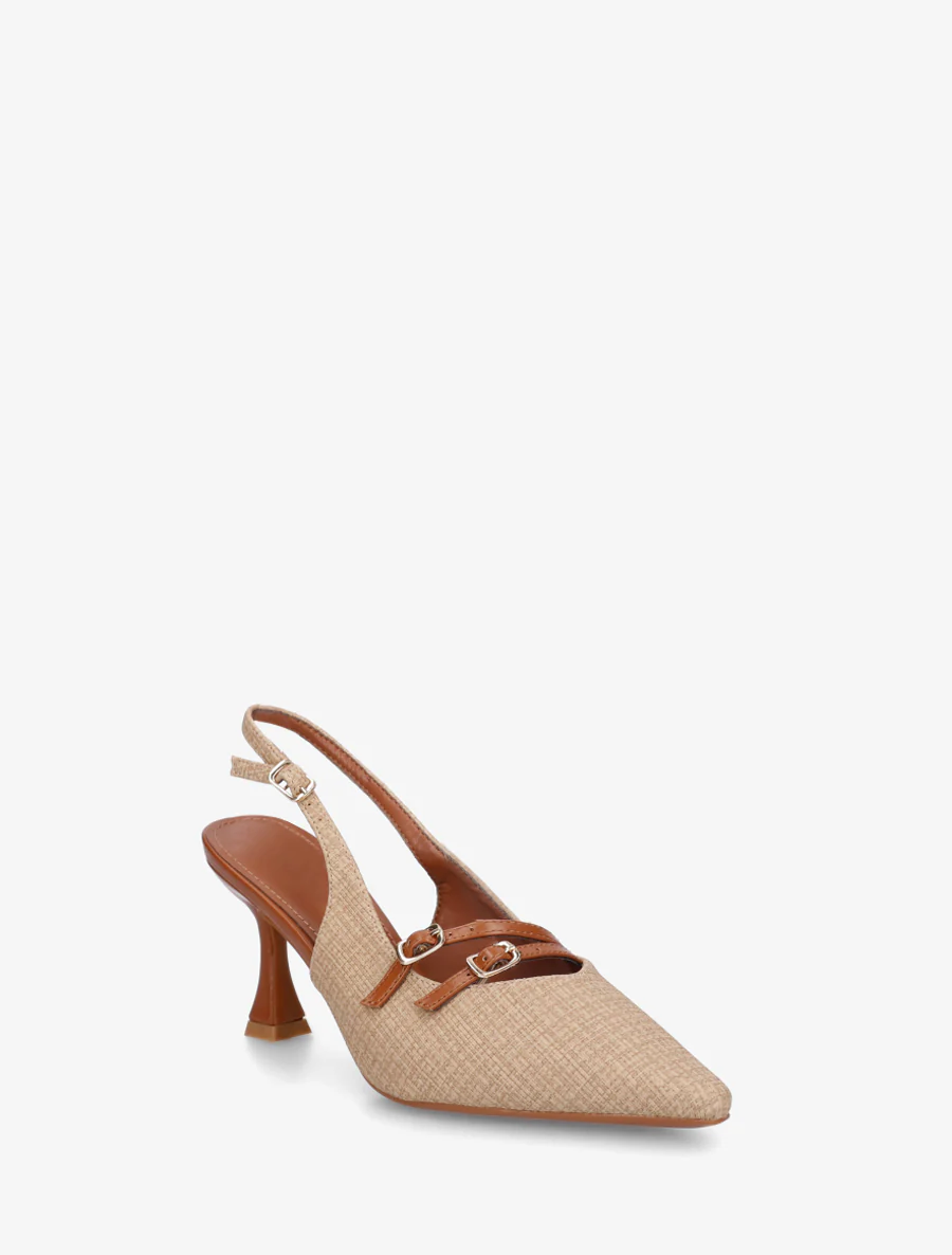 Textuureffect pumps met hak - Donker beige - Image 2