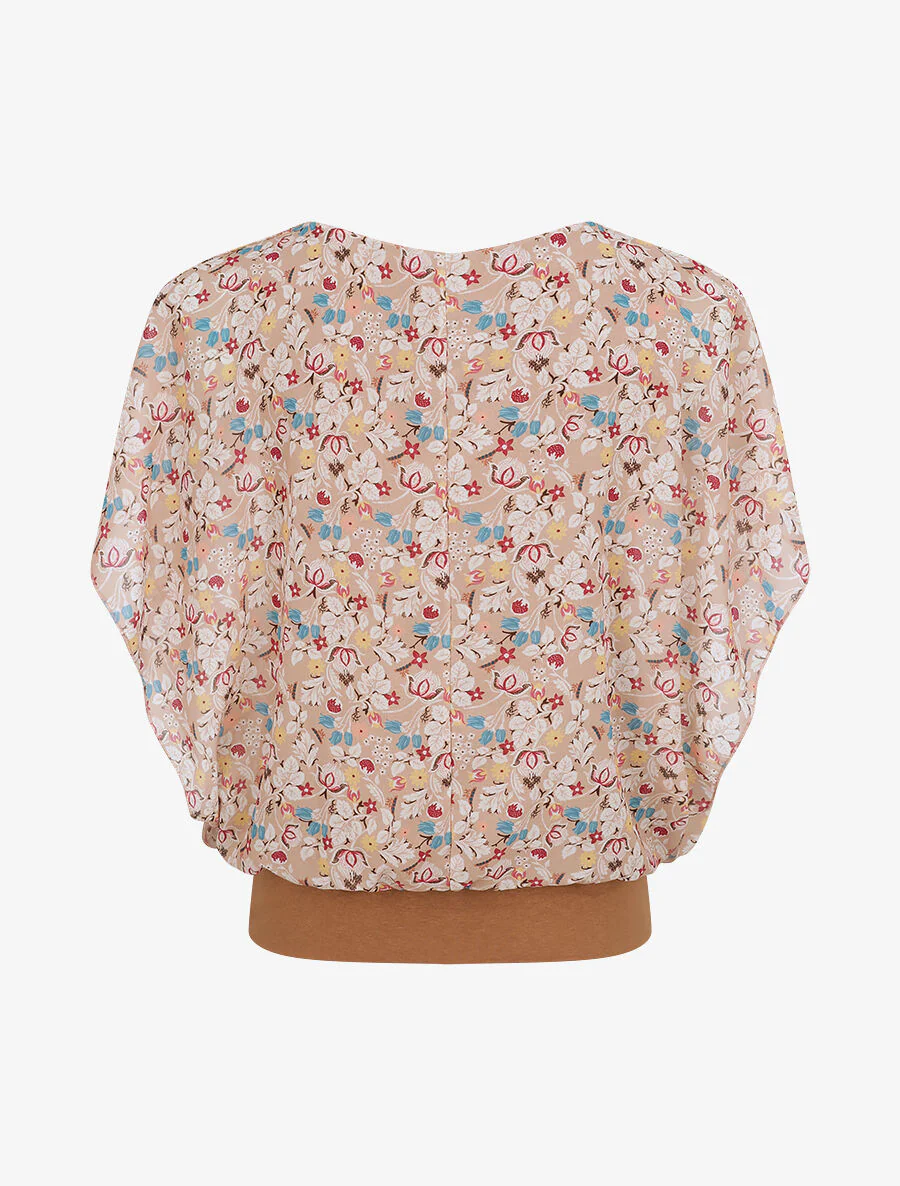 Top bol bedrukt met gestileerde bloemen - Beige - Image 3