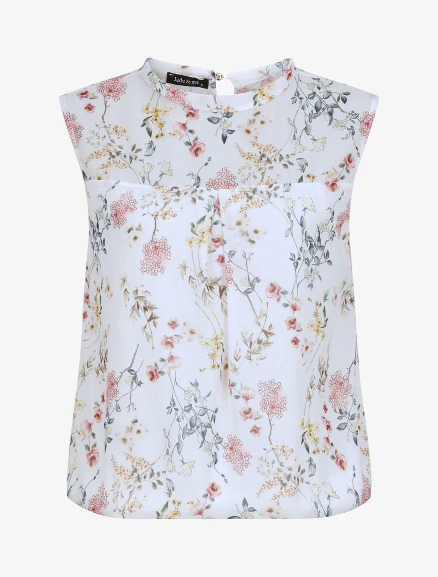 Top met bloemenprint - Wit